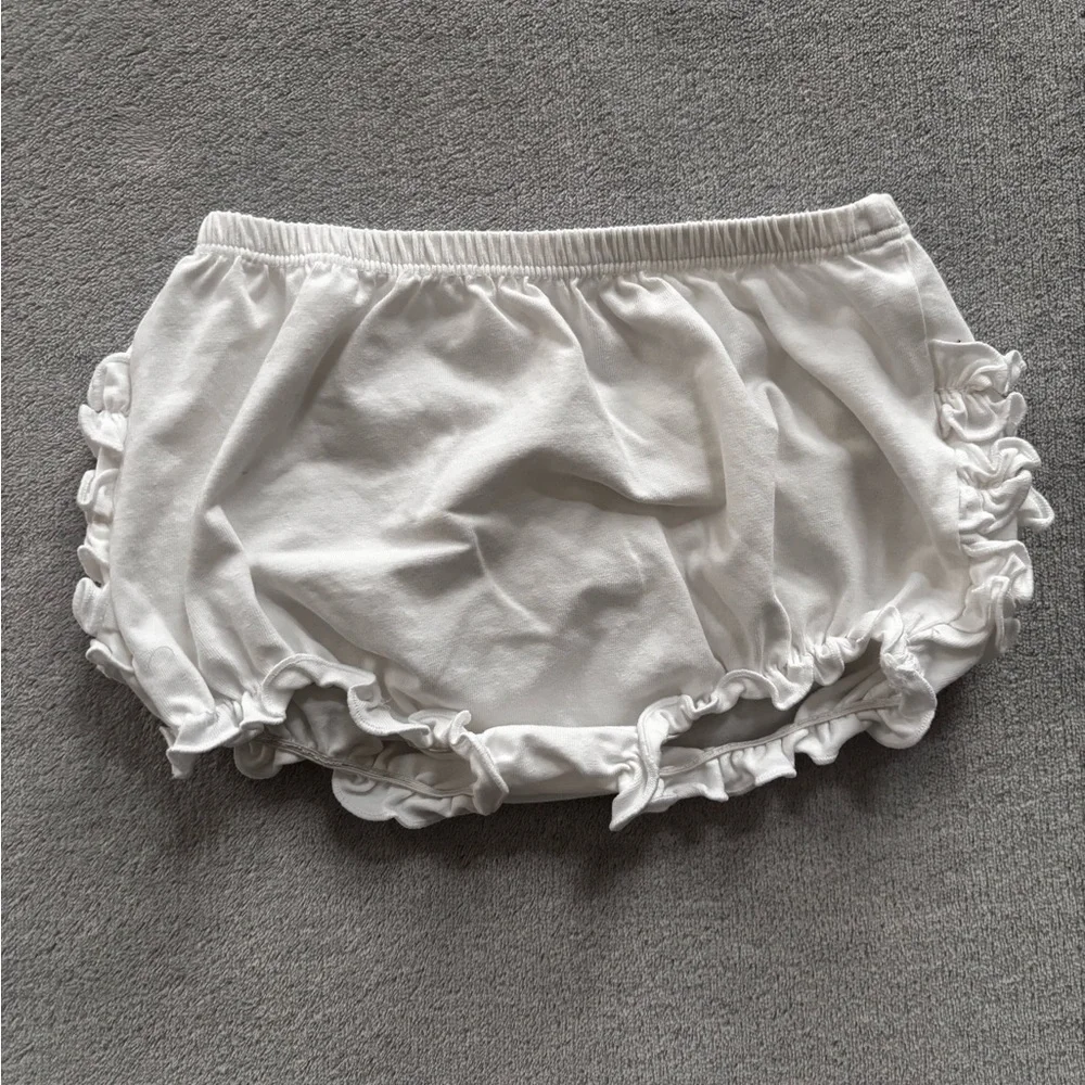 Ruffle Butts White Ruffled Bloomers/Diaper Cover Size 12-18M